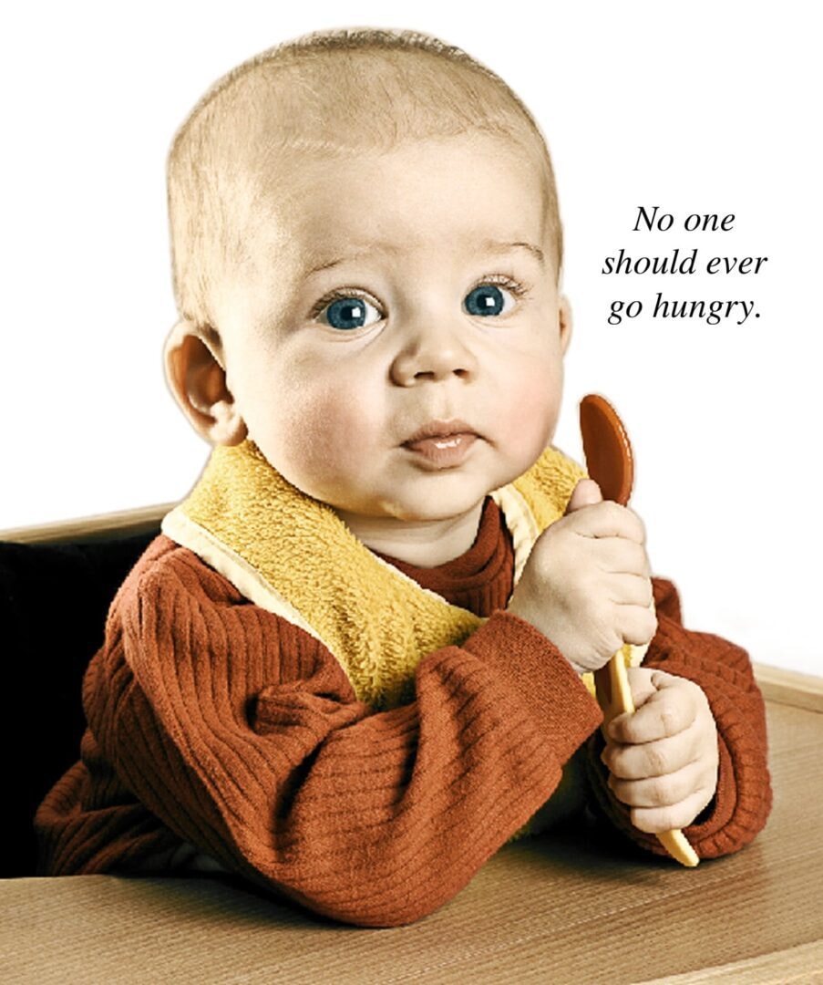 No one should ever go hungry — baby with banana